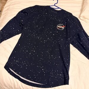 Disney RARE NASA Black Galaxy Long Sleeve Spirit Jersey